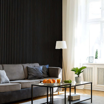 Black Oak Acoustic Slat Wood Wall Panels - 2400x600mm