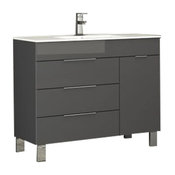 Geminis Modern Bathroom Vanity With Integrated Sink, Gray, 39"