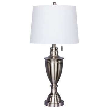 Fangio Lighting's 1587BS 31in. Classic Urn Brushed Steel Table Lamp