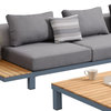 Polo 4-Piece Outdoor Sectional Set, Dark Gray Cushions and Modern Accent Pillows