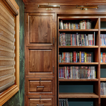 Rotating Hidden Wall Bed - Oiled Walnut Library
