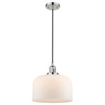 Innovations Lighting - Large Bell 1-Light LED Pendant, Polished Nickel, Glass: Matte White Cased - One of our largest and original collections, the Franklin Restoration is made up of a vast selection of heavy metal finishes and a large array of metal and glass shades that bring a touch of industrial into your home.