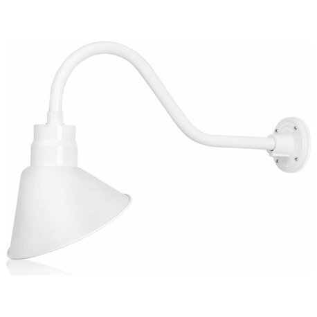 10in. Angle Shade Gooseneck Sign Light, White, 22" Long Gooseneck Arm