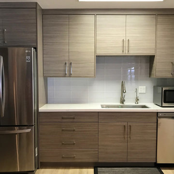 Light Wood Grain, Flat Panel Cabinets