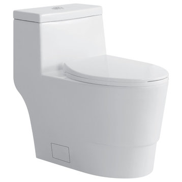 Fine Fixtures Modern Dual Flush Elongated One-Piece Toilet, Seat Included
