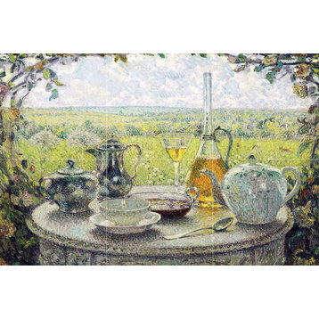 Tile Mural Still life table tea spring glass Backsplash Four Inch Marble