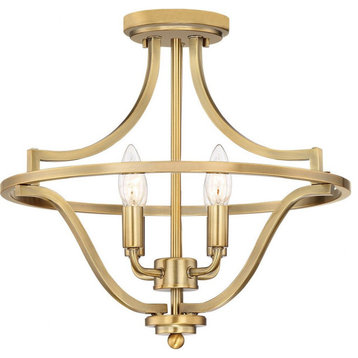 4-Light Ceiling Semi Flush Mount in Weathered Brass Finish Candle-Style Base 16