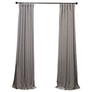 Pewter Gray Heavy Fauxlinen Curtain Single Panel Contemporary Curtains By Half Price Drapes Houzz