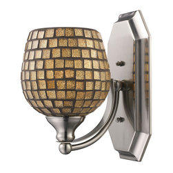 ELK Lighting - 1-Light Vanity, Polished Chrome, Gold Mosaic Glass - Bathroom Vanity Lighting