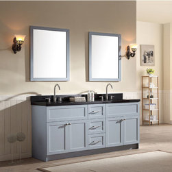 73 inch Transitional Double Sink Bathroom Vanity Set in Grey Finish - Bathroom Vanities And Sink Consoles