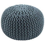 Jaipur Living - Jaipur Living Visby Textured Round Pouf, Orion Blue - Casual and contemporary, this cotton pouf features a chunky knit weave for inviting style and handmade appeal. Perfect as a comfy ottoman or convenient as extra seating in a living space, this deep teal floor cushion makes an ideal versatile accent.
