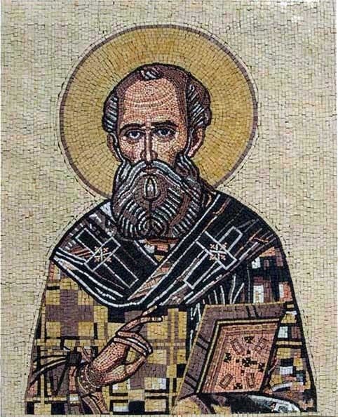 Christian Icon of A Saint In Marble Mosaic Tiles, 51