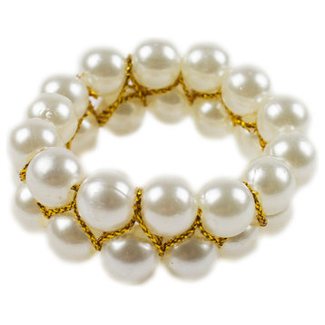 Elegant Pearl Collection Napkin Rings, Set of 4, 2 Layered Pearl