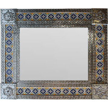 Medium Silver Guadalajara Tile Mexican Mirror
