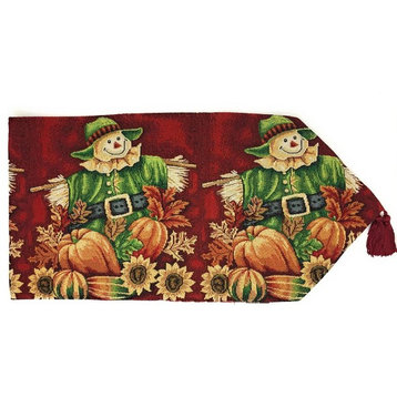 Pumpkin Patch Scarecrow Vintage Woven Tapestry Table Runners 13x90, 13x90