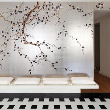 Handprinted Chinoiserie wallpaper in interior design