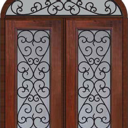 Prehung Transom Double Door 80 Fiberglass Palermo Full Lite - Front Doors