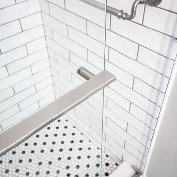 Frameless Glass Shower with Hex Tile Floor Detail – Middleton MA