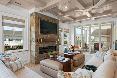 Living room - coastal living room idea in Philadelphia