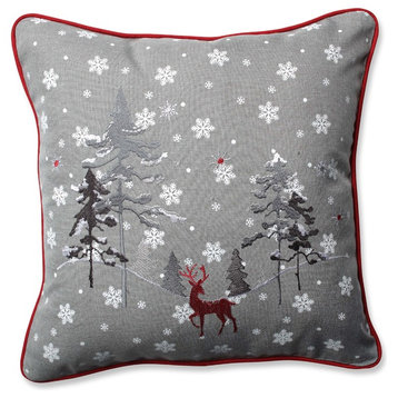 Pillow Perfect Red The Reindeer Throw Pillow, 16.5", Gray