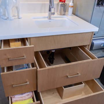 Our client's utility room has a dedicated space to wash their dog.