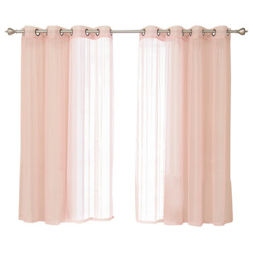 Colored Tulle Curtains, Dusty Pink, 63"