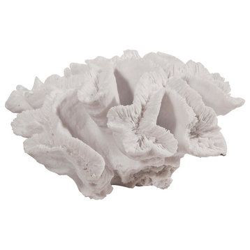 Benzara BM284969 9" Faux Coral Table Figurine, Polyresin Sculpture, White