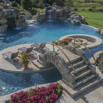 Pool Island with Fire Pit