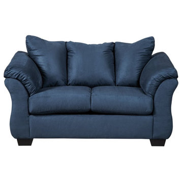 Bowery Hill Modern / Contemporary Fabric Loveseat in Blue Finish