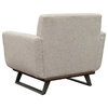 Button Tufted Wood and Metal Base Beige Chair