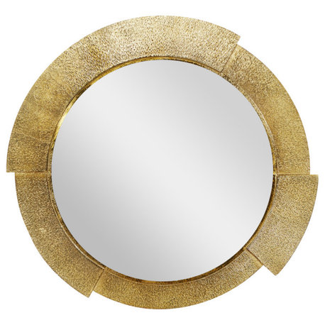 Gold Aluminum Contemporary Wall Mirror, 36x36x1