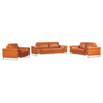 Luxuriant Furniture - Naples Contemporary Genuine Italian Leather 3-Piece Set, Camel - Enjoy modern style and top-notch relaxation with this Naples Contemporary Camel Genuine Italian Leather Sofa, Loveseat and Chair. The elegant design and exquisite cushioning provide perfect comfort that will keep you cozy, and the extra padded arms add the perfect finishing touch. Naples Contemporary Camel Genuine Italian Leather Arm Sofa, Loveseat and Chair will transform your living room with its modern design. With a slick Camel Genuine Italian Leather, cushy back, glitzy off chrome accent legs, this Sofa, Loveseat and Chair seamlessly blends trendy with class, utterly transforming any decor.