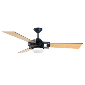 Vento Netto LED Indoor Ceiling Fan With Light Kit, Matte Black, 54"
