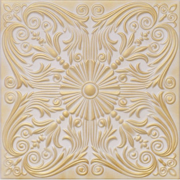 20"x20" R39 Styrofoam Ceiling Tile, White Gold