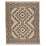 Jaipur Living - Jaima Handmade Tribal Beige and Black Area Rug, 5'x8' - The globally inspired Bedouin collection features an assortment of Southwestern styles that are designed for the contemporary home. The handwoven Jaima rug offers a fresh take on a bold and open tribal medallion in easy-to-decorate colors of light beige and deep black. Crafted of durable and texture-rich jute, this natural, flatweave rug grounds spaces and adds a worldly vibe to any room.