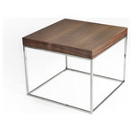 Pangea Home - Floyd Side Table, Walnut - Cool and sleek side table with High Polished Metal Frame Legs.