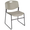 Kobe 36" Round Breakroom Table- Grey & 4 Zeng Stack Chairs- Grey