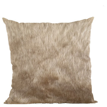 Plutus Brown Gold Rabbit Faux Fur Luxury Throw Pillow, Brown Gold, 12" x 20"