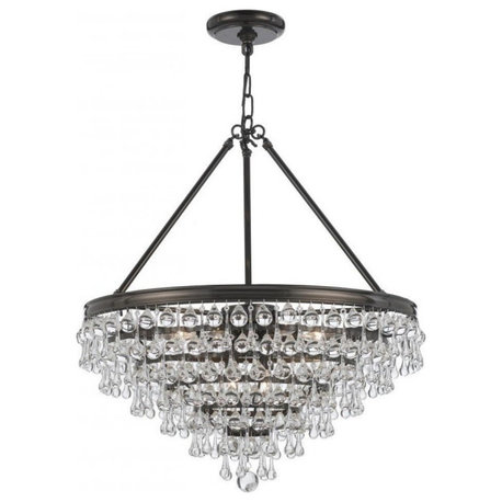 Calypso 8 Light Crystal Teardrop Bronze Chandelier