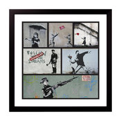Revolt Fine Art Print Framed by Banksy, Black, 38x38 cm