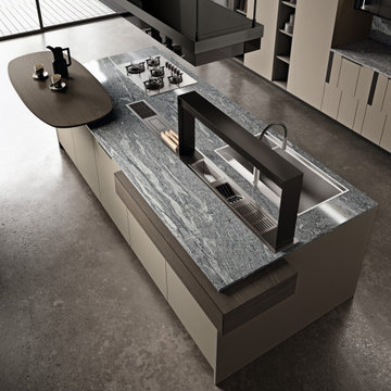 Black, White and Natural Innovated Open Concept Kitchen