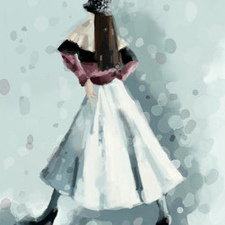 Long White Skirt And Black Sequined Hat Fashion Art - Fine Art Prints