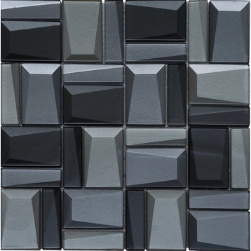 11.82"x11.82" Facets Beveled Glass Mosaic, Set of 4, Marquise