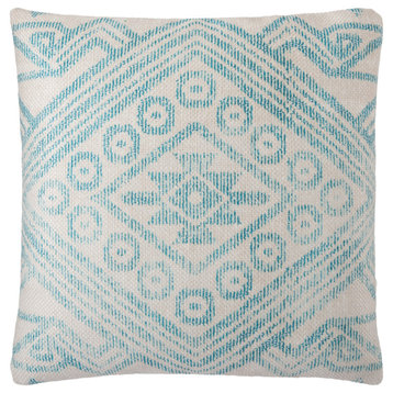 Nikki Chu by Jaipur Living Malae Indoor/Outdoor Turquoise Throw Pillow, 22"