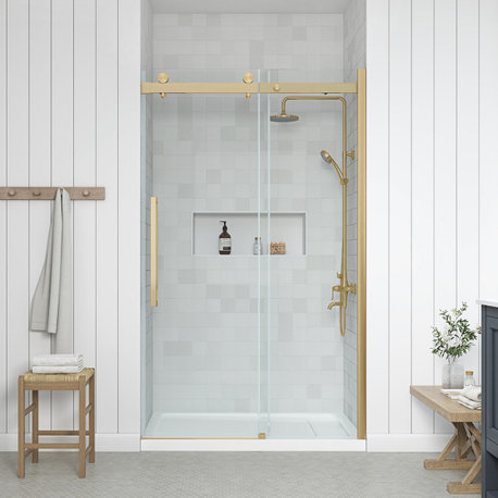 Bel Soft-Close Base/Door Alcove Shower Kit, Gold, 48"