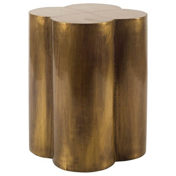 Quatrefoil Gold Cladding & Solid Wood Flower-Shaped Accent Table