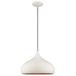 Livex Lighting - Livex Lighting 41173-69 Metal Shade - 13.75" One Light Mini Pendant - The modern, minimal look comes in a chic brushed aMetal Shade 13.75" O Shiny White Shiny Wh *UL Approved: YES Energy Star Qualified: n/a ADA Certified: n/a  *Number of Lights: Lamp: 1-*Wattage:60w Medium Base bulb(s) *Bulb Included:No *Bulb Type:Medium Base *Finish Type:Shiny White