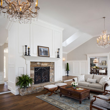 White Living Room with Trim Details