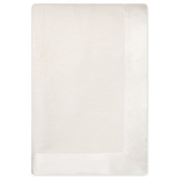 100% Silk Charmeuse Binding Blanket, White, Full/ Queen