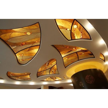 Installing stained glass panels in false ceiling designs